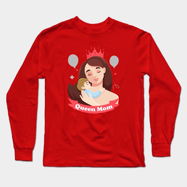 Queen Mom Happy International Mother's Day 2022 Long Sleeve T-Shirt by Mr Happiness